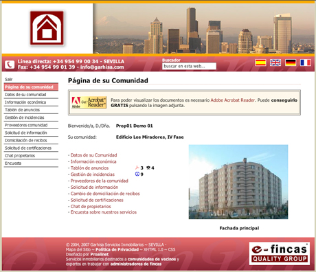 Ejemplo oficina virtual de su Comunidad de Propietarios con e-fincas